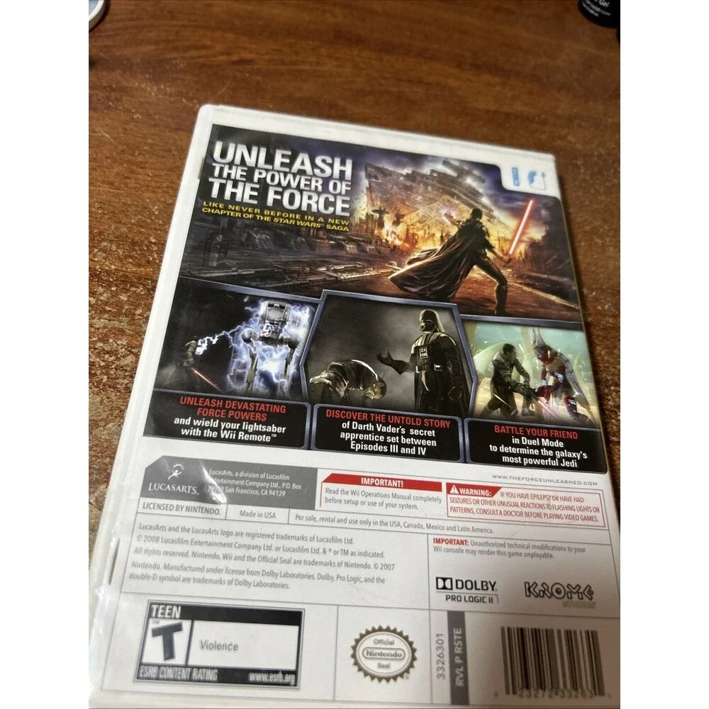Star Wars The Force Unleashed II Nintendo Wii Complete Not Tested Game Teens